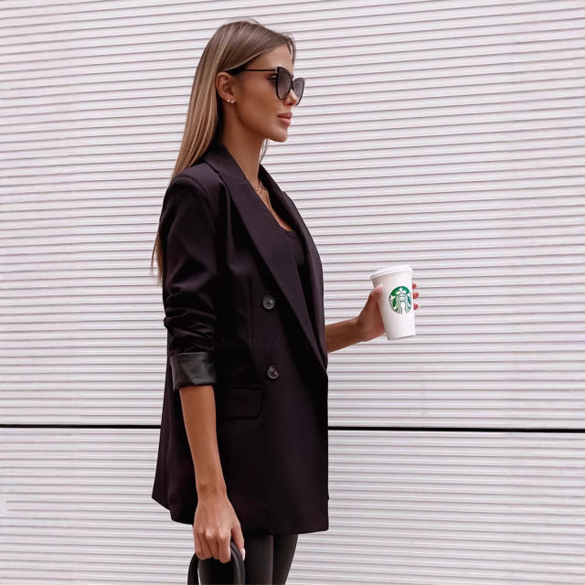 Damen Kariertes Blazer-Jackett mit doppelter Knopfleiste Sovae