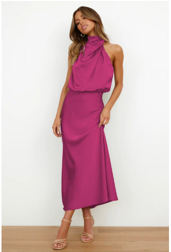 Damen Elegantes Neckholder Maxikleid mit fließendem Schnitt Sovae