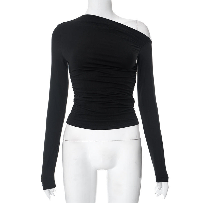 Damen Einseitiges Langarmshirt mit Rüschen Sovae