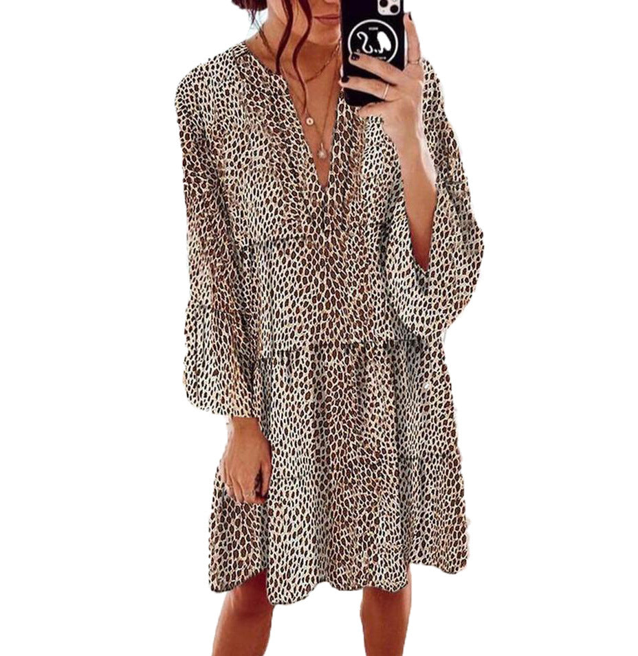 Damen luftiges Midi-Kleid mit tierischem Muster Sovae