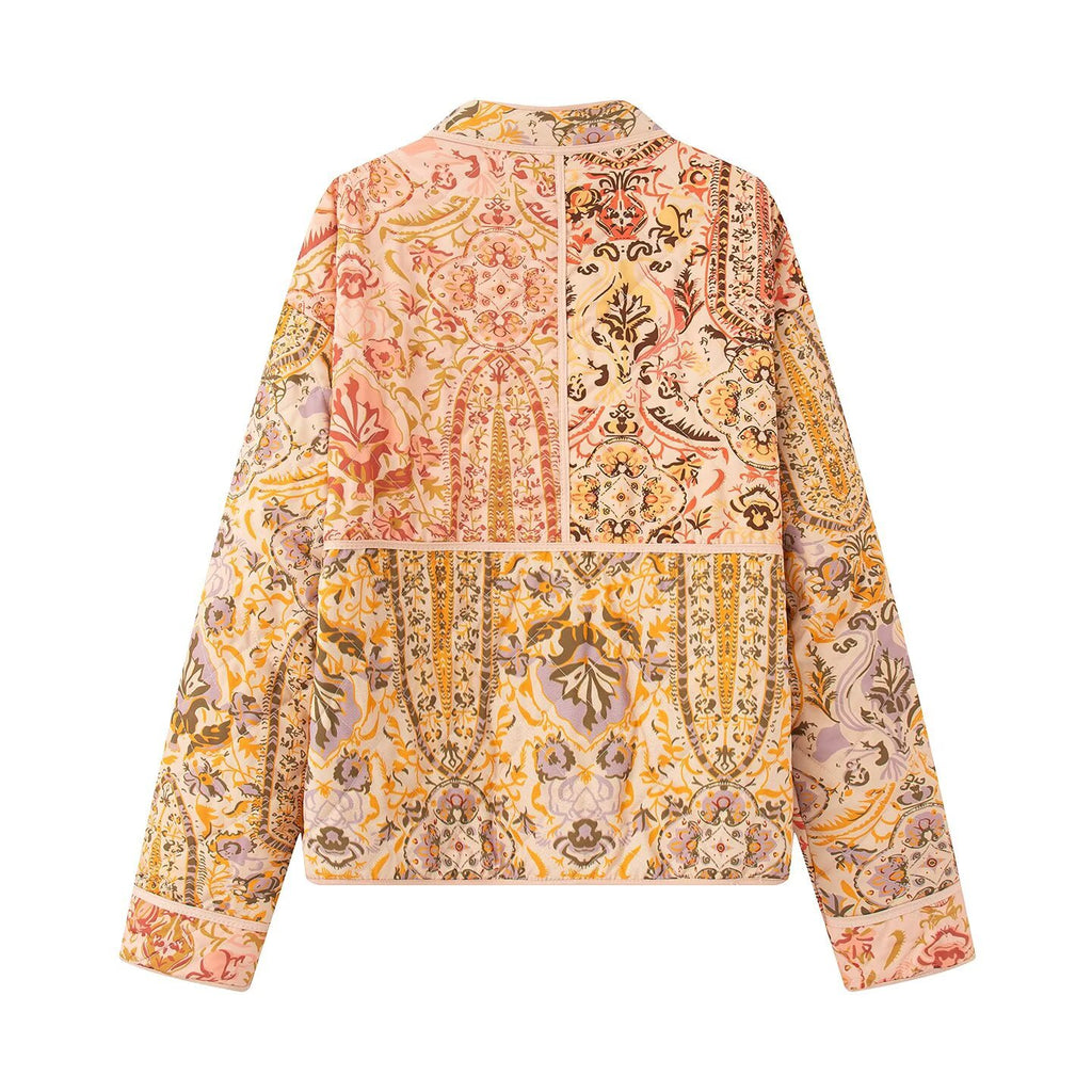 Damen modische Steppjacke mit aufwendigem floralen Muster Sovae