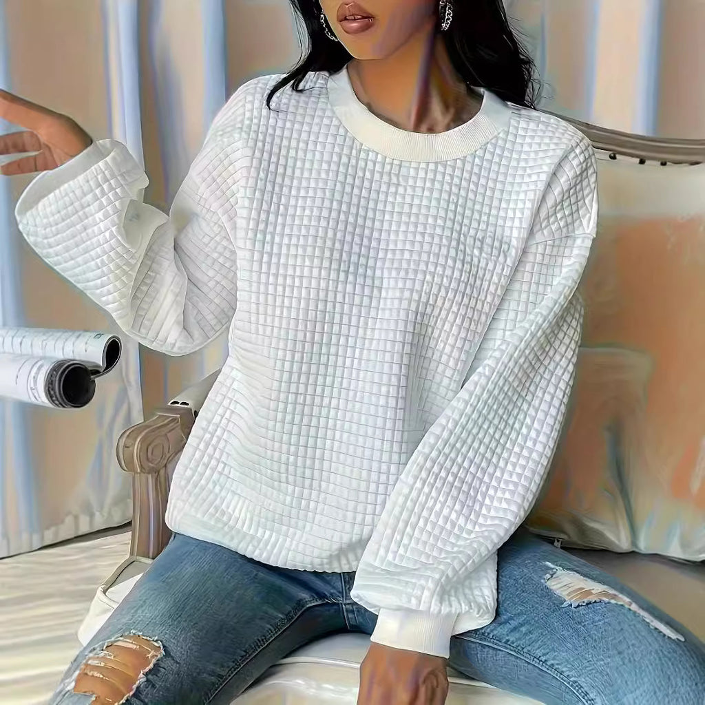 Damen Casual Oversized Pullover mit strukturiertem Design Sovae