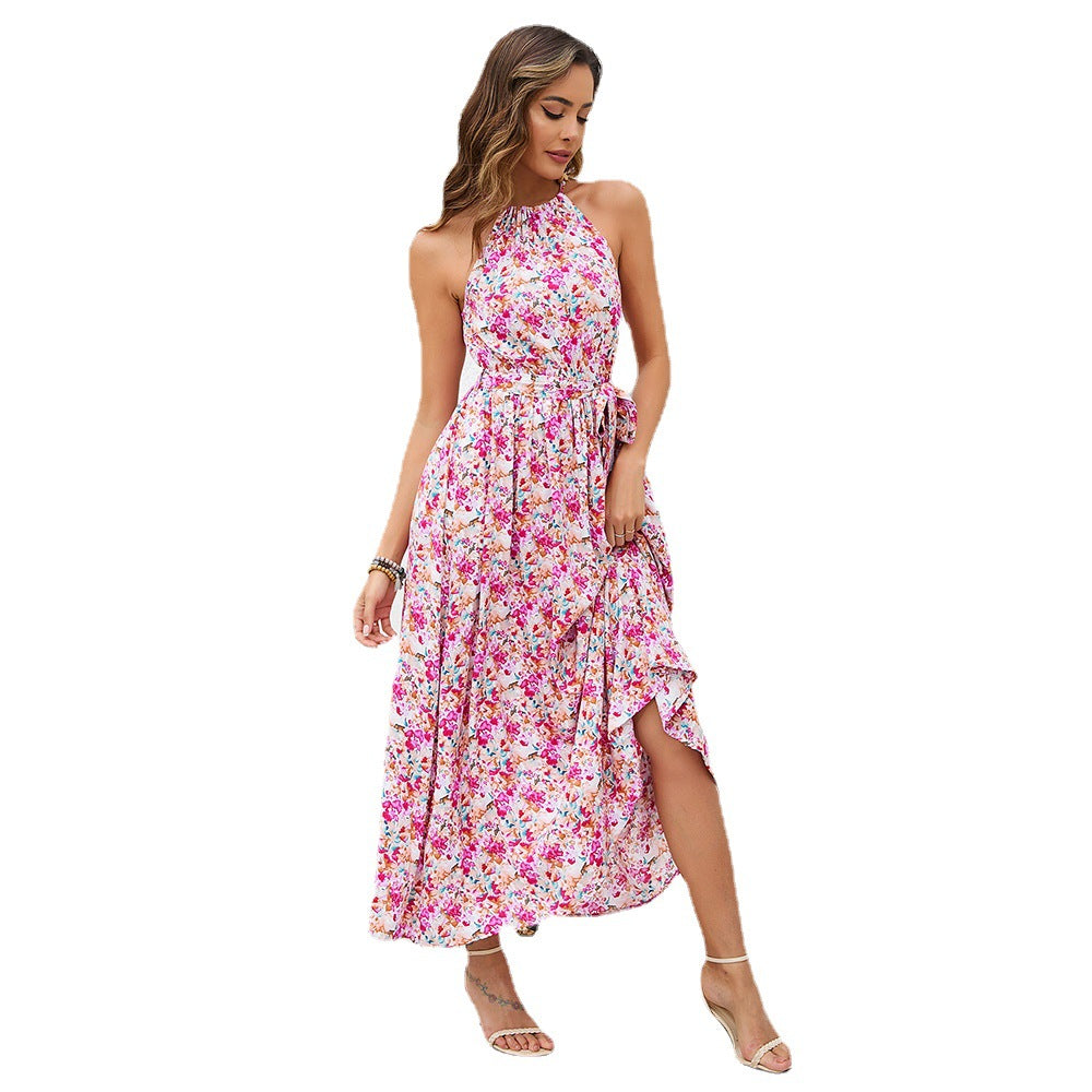 Damen Maxikleid mit romantischem Blumenmuster und tailliertem Schnitt Sovae