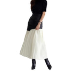 Damen Plisseerock mit eleganter Kunstleder-Oberseite Sovae