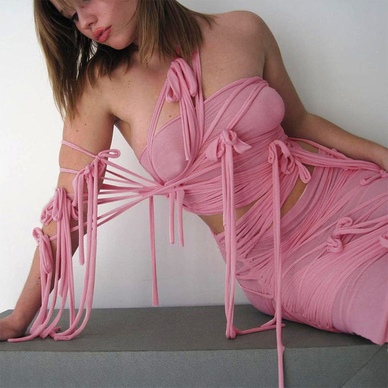 Damen Wickelkleid mit raffiniertem Banddesign Sovae