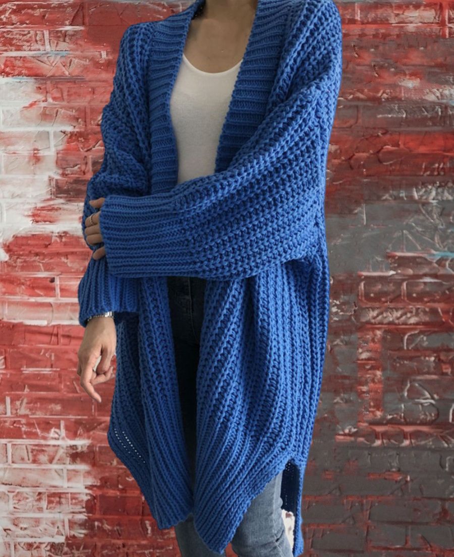 Damen Großer Strickcardigan mit offenem Schnitt und breiten Ärmeln Sovae