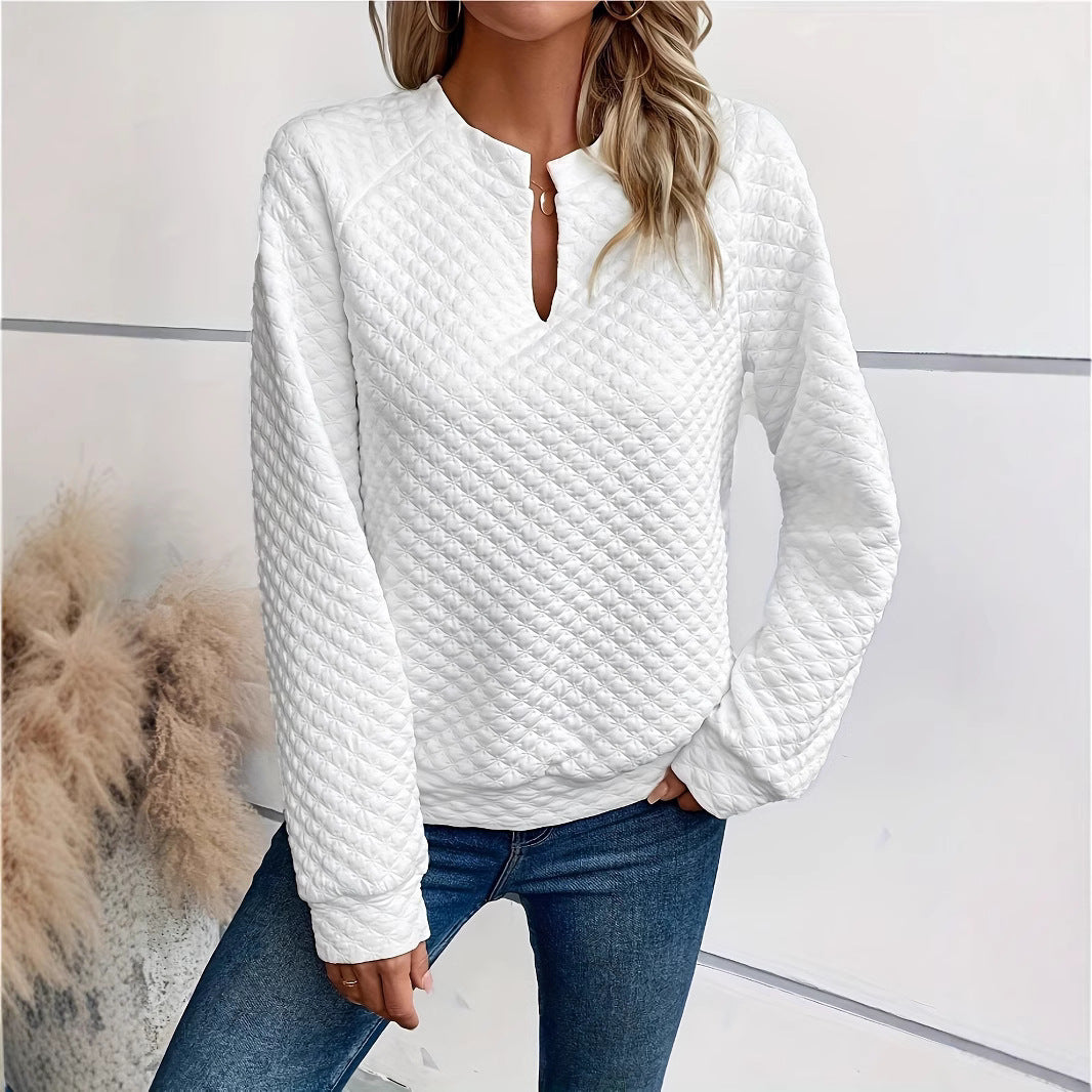 Damen modischer Stehkragen-Pullover mit strukturiertem Design Sovae