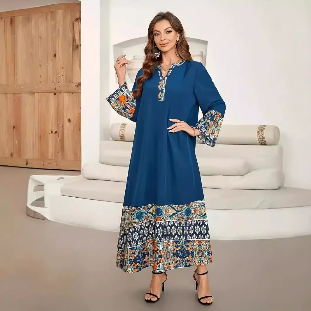 Damen boho-inspiriertes Maxidress mit bunten Paneelen Sovae