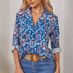 Damen Elegante Bluse mit floralem Muster und Umlegekragen Sovae