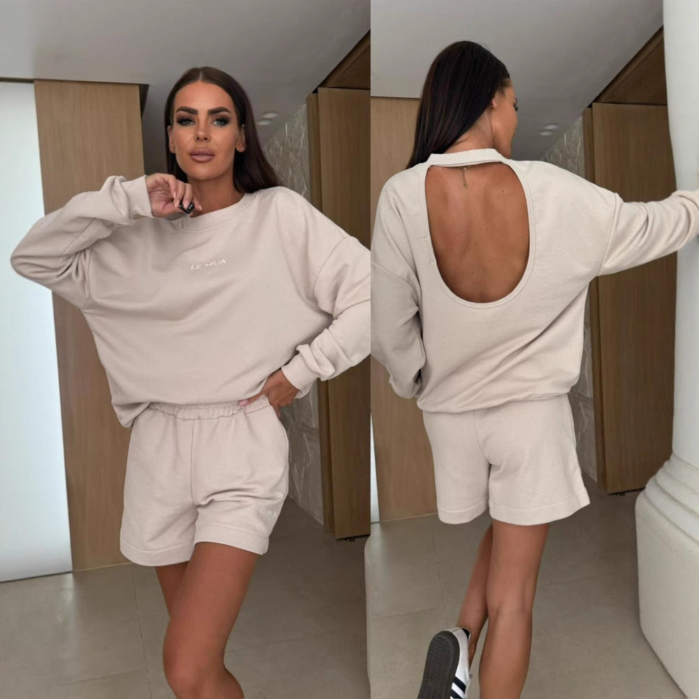 Damen Freizeit-Doppelset mit komfortablem Sweatshirt und Shorts Sovae