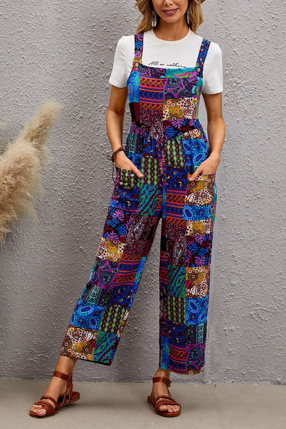 Damen Overall mit bunten Mustern Sovae