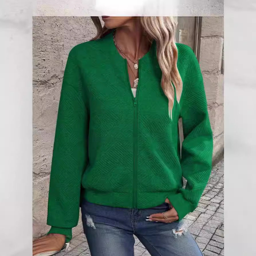 Damen lässige Zip-Jacke mit strukturiertem Design Sovae
