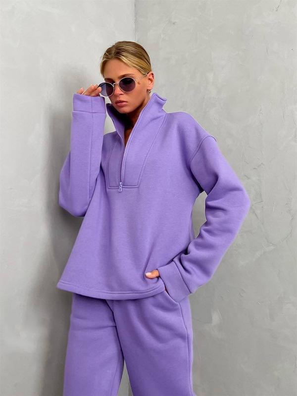 Damen Sportliche Pullover-Set mit hohem Kragen Sovae