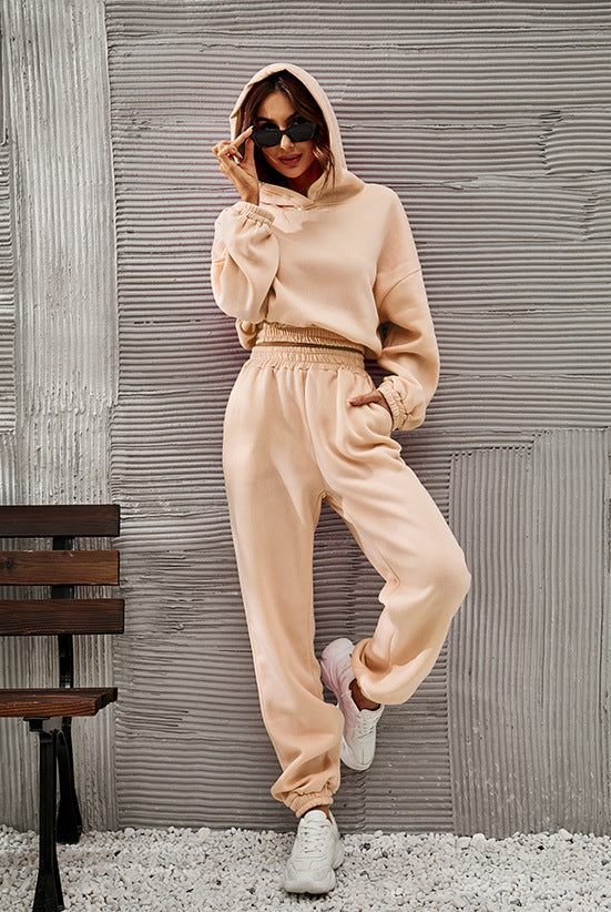 Damen bequeme Sweatpants mit Kapuze und Raffung Sovae