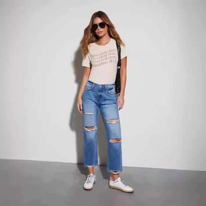 Damen Jeans im modischen Used-Look Sovae
