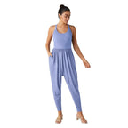 Damen lässiger Jumpsuit mit breiten Trägern und praktischen Taschen Sovae