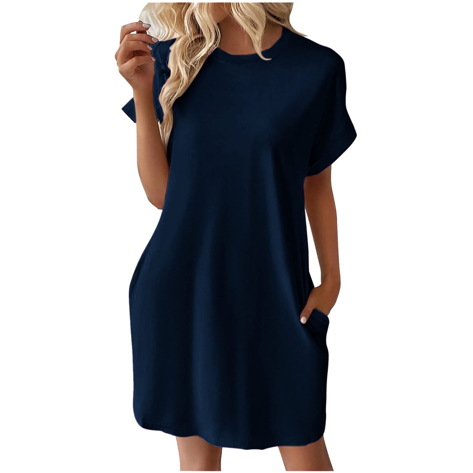 Damen lässiges Taschen T-Shirt Kleid Sovae