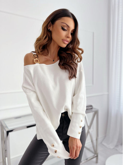 Damen Stilvolles Strickoberteil mit Off-Shoulder-Design Sovae
