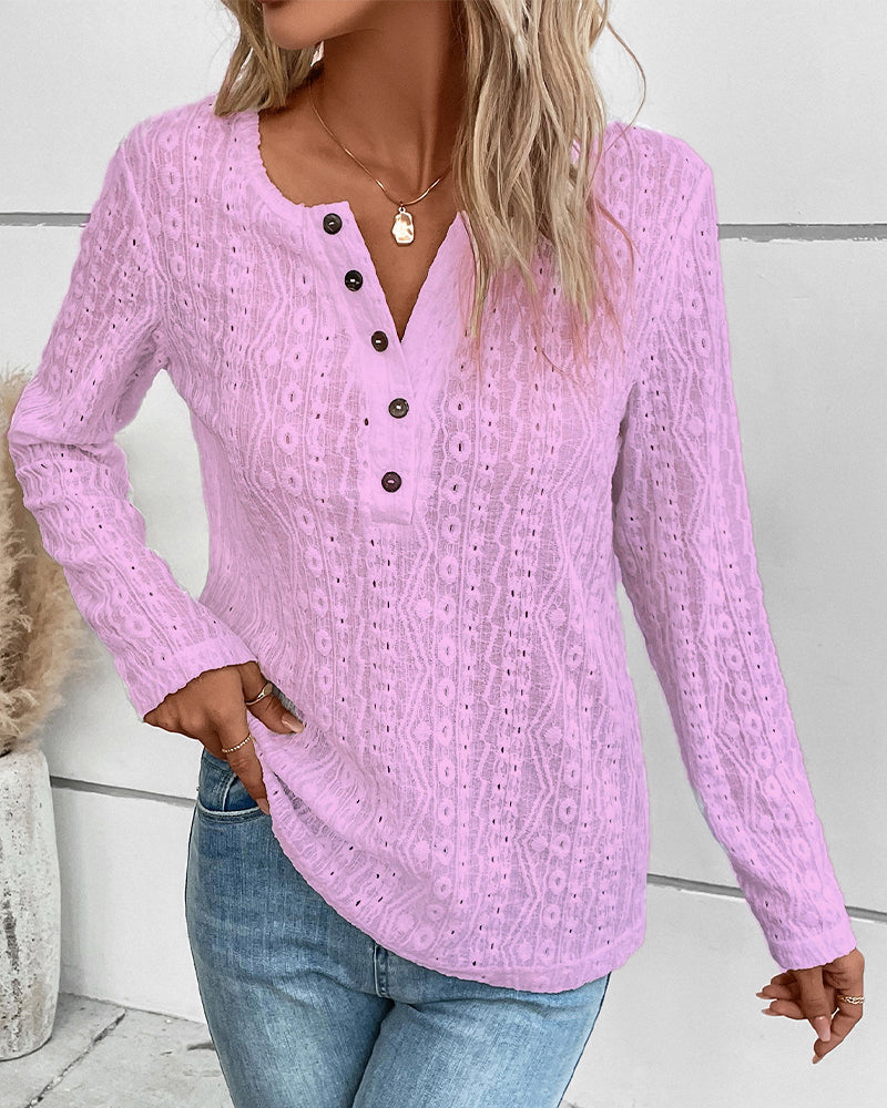 Damen Langarmshirt mit Knopfleiste Sovae