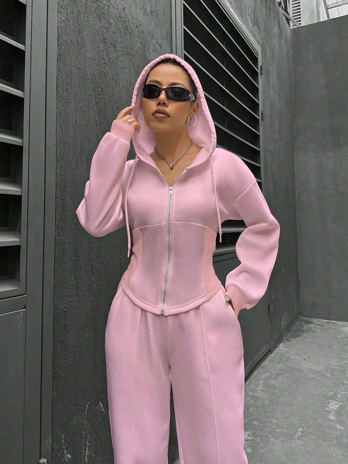 Damen modischer Zip-Hoodie mit tailliertem Schnitt Sovae