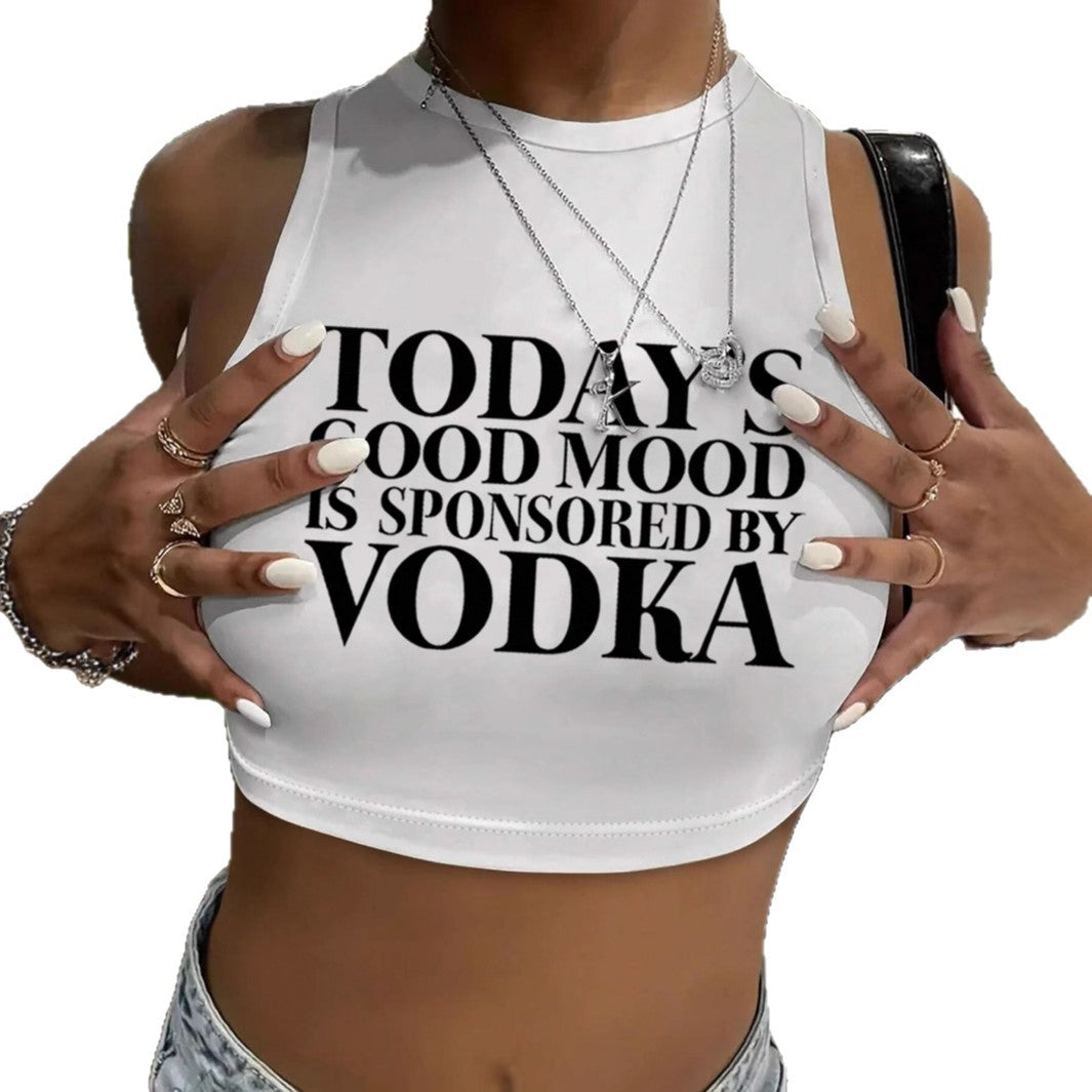 Damen Sportliches Crop-Top mit witzigem Statement Sovae