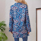 Damen Elegante Bluse mit floralem Muster und Umlegekragen Sovae