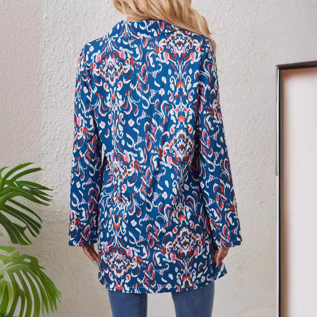 Damen Elegante Bluse mit floralem Muster und Umlegekragen Sovae