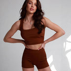Damen Sportliches Crop-Top und Shorts Set Sovae