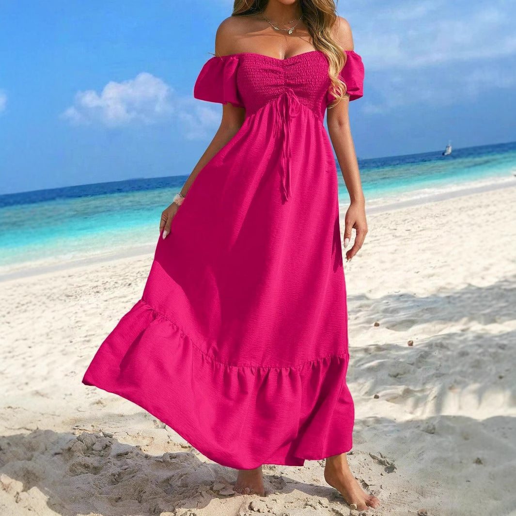 Damen Maxikleid mit schulterfreier Silhouette Sovae