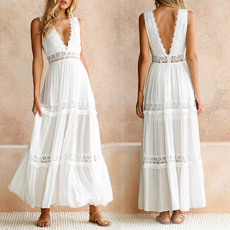 Damen Maxikleid mit Spitzenakzenten Sovae