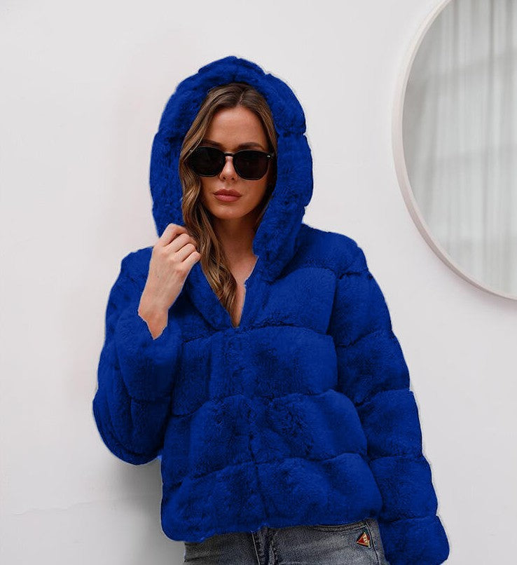 Damen weiche Fleecejacke mit Kapuze Sovae