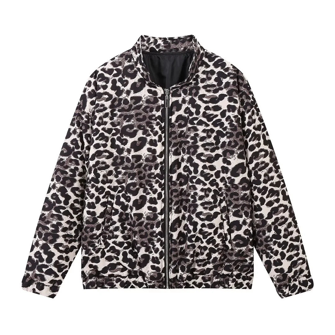 Damen lässige Steppjacke im Leopardenmuster Sovae
