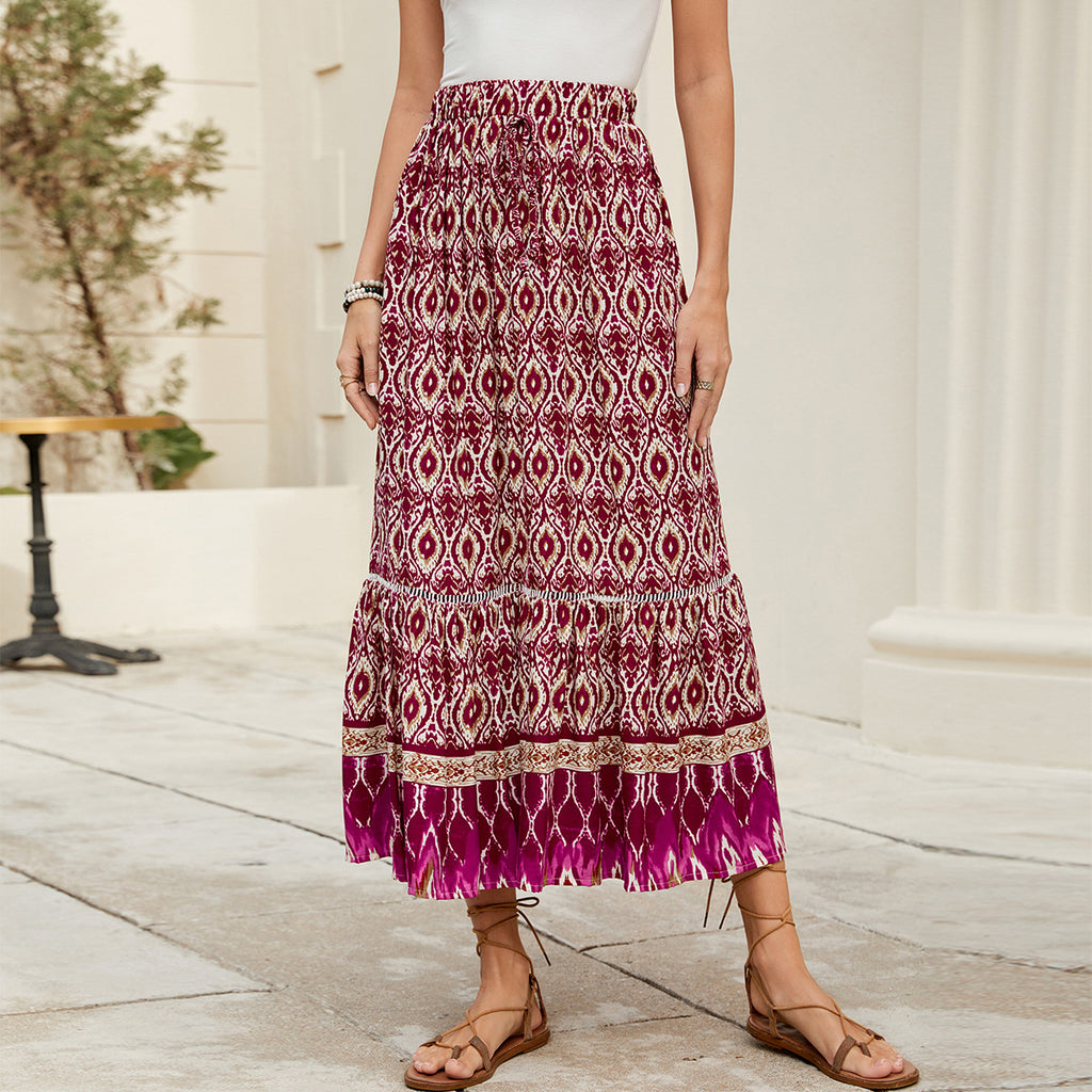 Damen Maxi-Rock mit Ethno-Muster Sovae