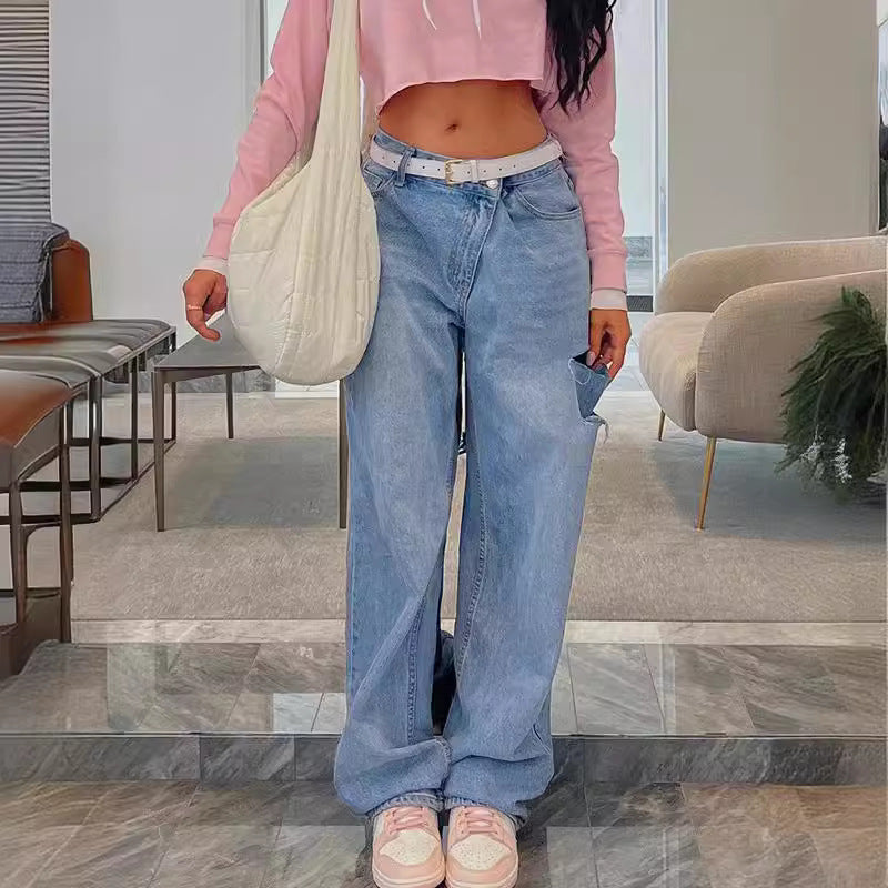 Damen Weit geschnittene Jeans im urbanen Vintage-Stil Sovae