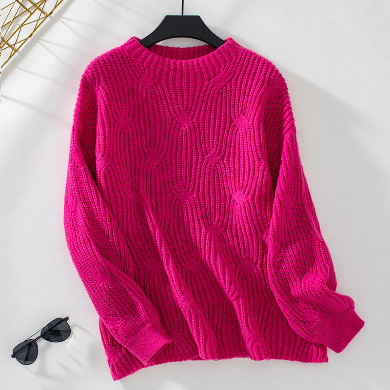 Damen Grobstrickpullover mit auffälligem Wellenmuster Sovae