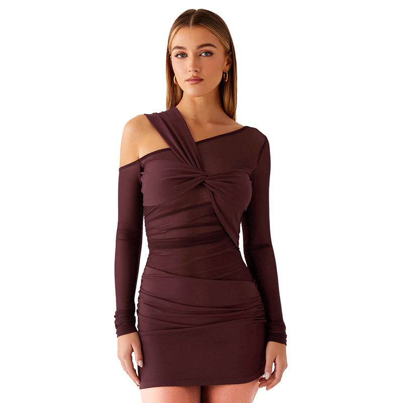Damen Elegantes Wickelkleid mit asymmetrischem Ausschnitt Sovae
