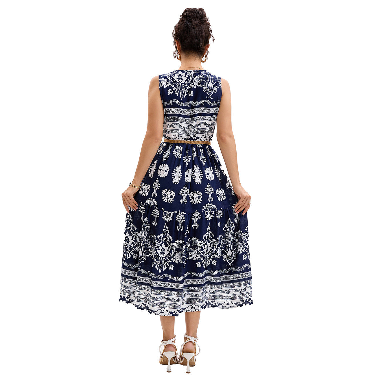 Damen Midikleid mit floralen Mustern Sovae