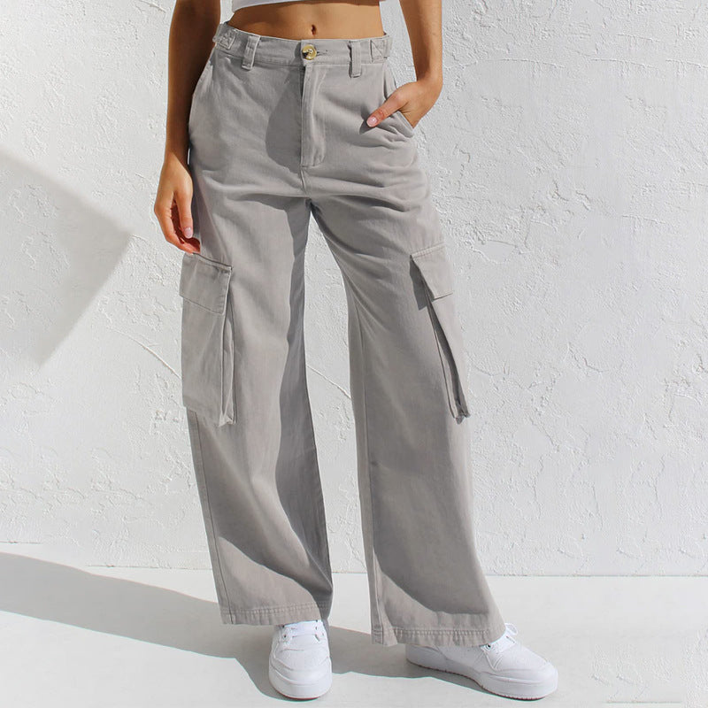 Damen Weit geschnittene Cargo-Hosen mit praktischen Taschen Sovae