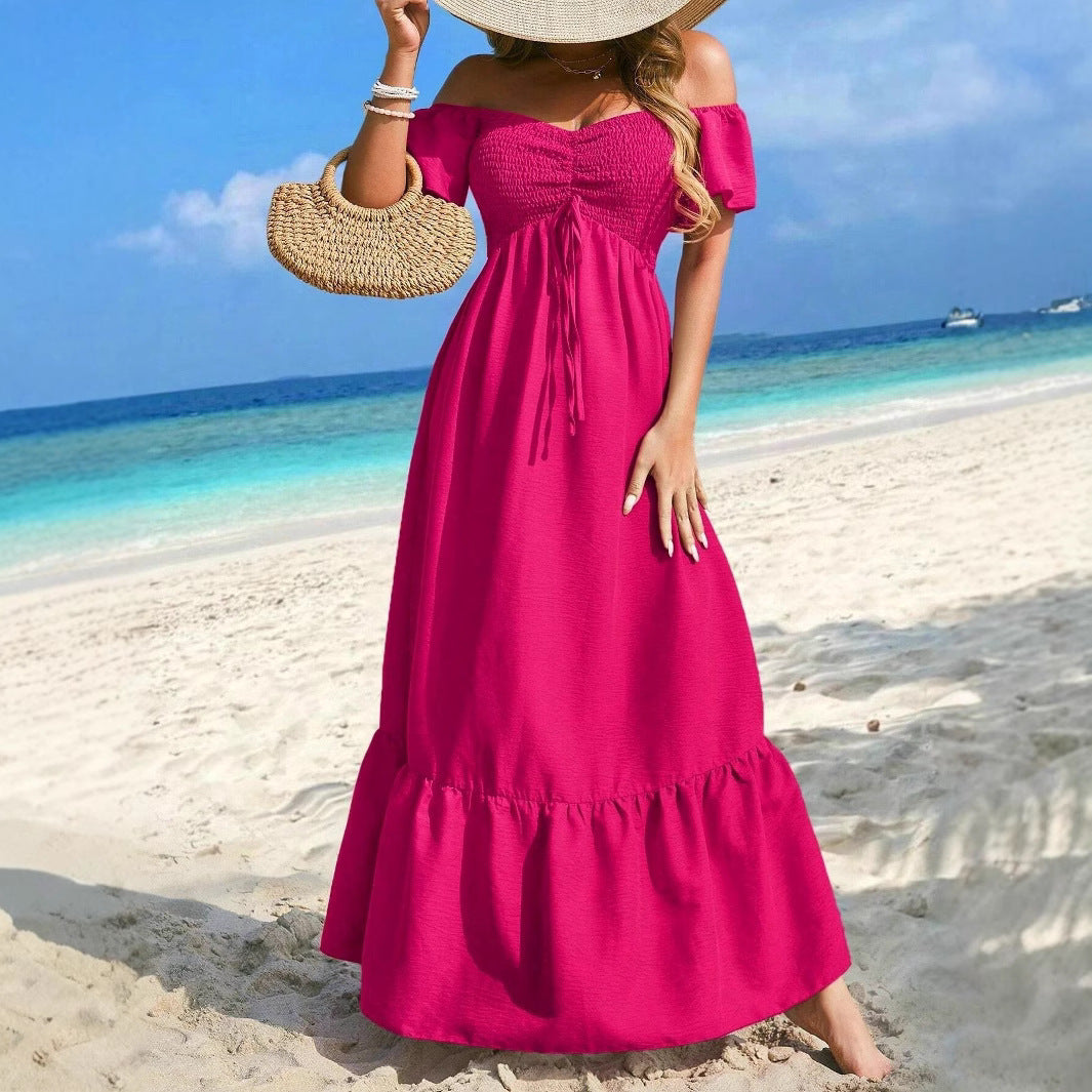 Damen Maxikleid mit schulterfreier Silhouette Sovae