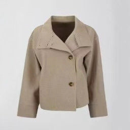 Damen modische Übergangsjacke mit elegantem Kragen und praktischen Knopfdetails Sovae