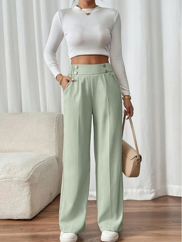Damen Hochbundhose mit eleganter Knopfdetails Sovae