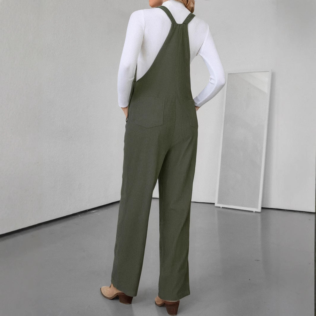 Damen Latzhose aus weichem Rippenstoff mit praktischen Taschen Sovae