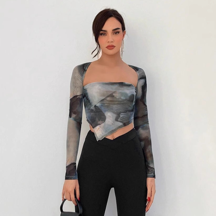 Damen Langarmbluse mit asymmetrischem Schnitt und kreativem Design Sovae