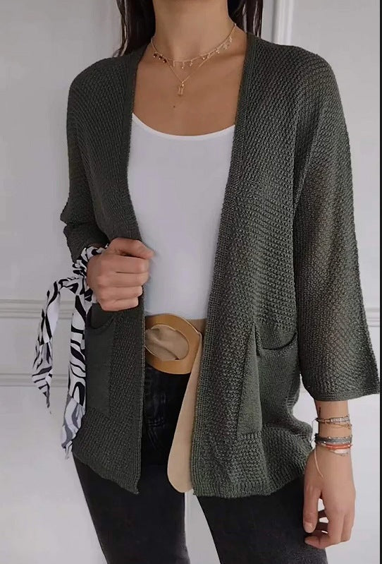 Damen lässige Strickjacke mit praktischen Taschen Sovae