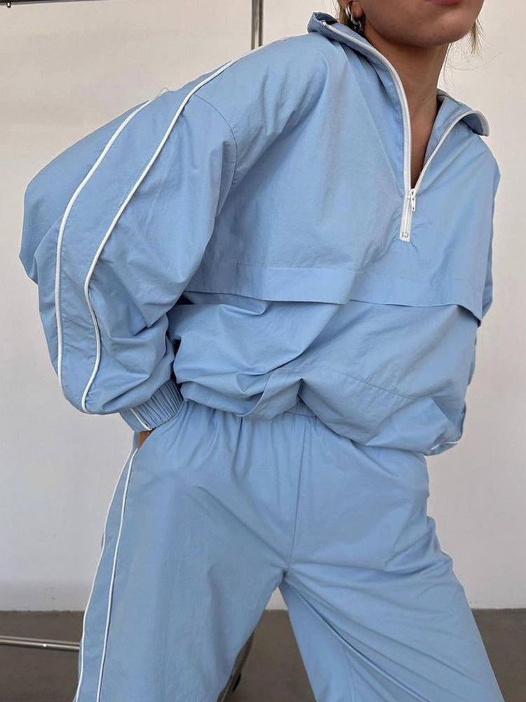 Damen sportlicher Windbreaker-Anzug mit hohem Kragen Sovae