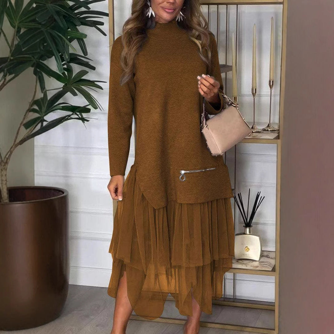 Damen eleganter Pullover mit Tüll-Applikation Sovae