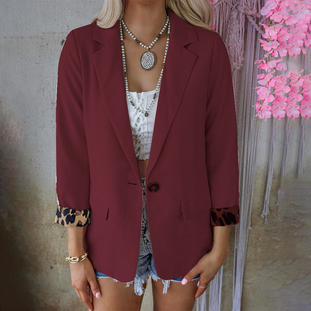 Damen modische Blazer mit tierischem Muster an den Ärmeln Sovae
