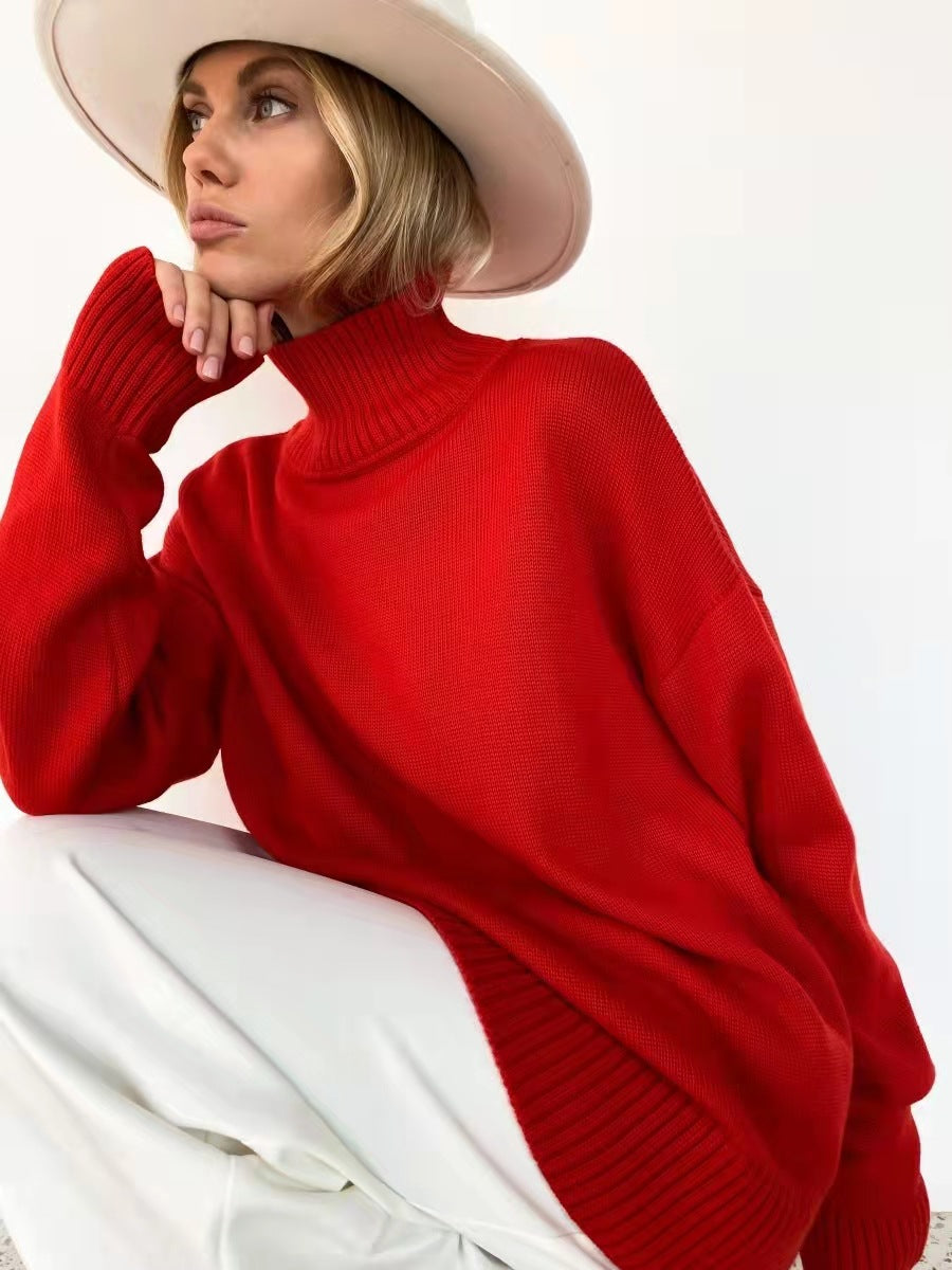 Damen eleganter Rollkragenpullover aus feinem Strick Sovae