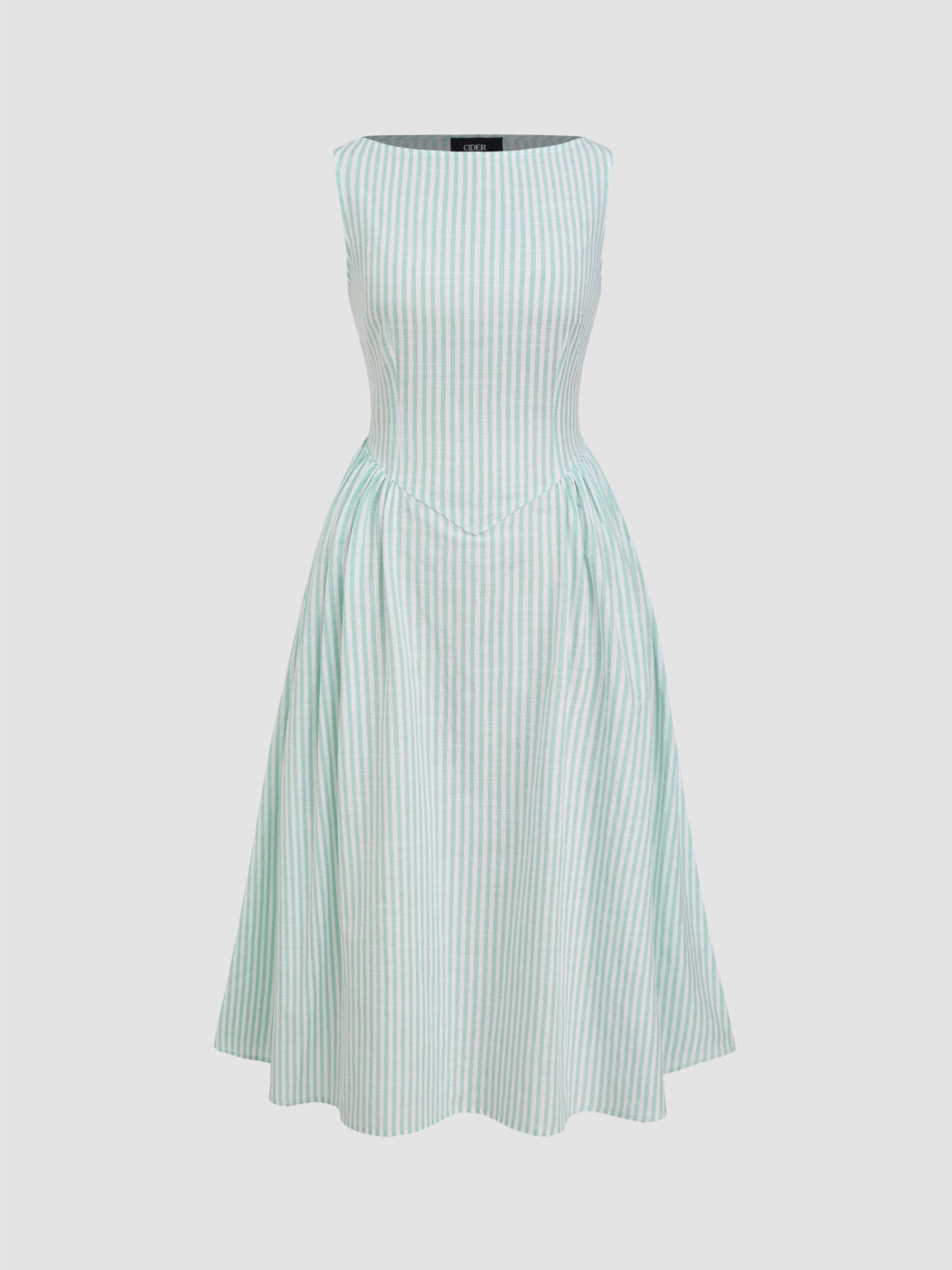 Damen Midi-Kleid mit schmalen Streifen und taillierter Silhouette Sovae