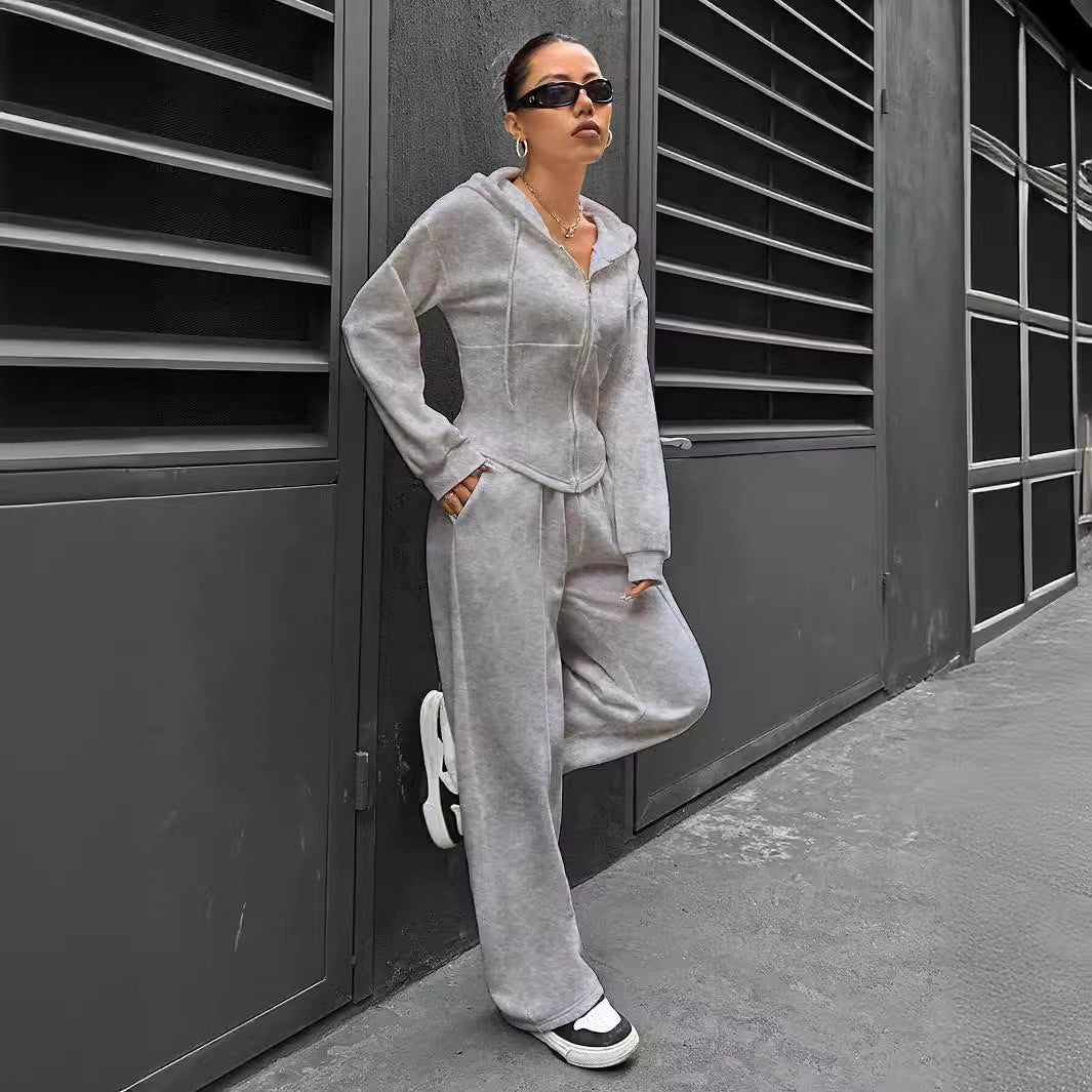 Damen modischer Zip-Hoodie mit tailliertem Schnitt Sovae